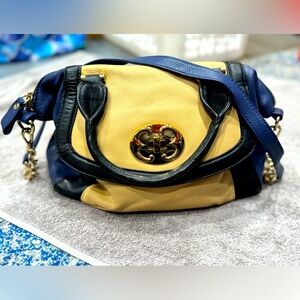 Emma Fox blue/tan/black leather purse
